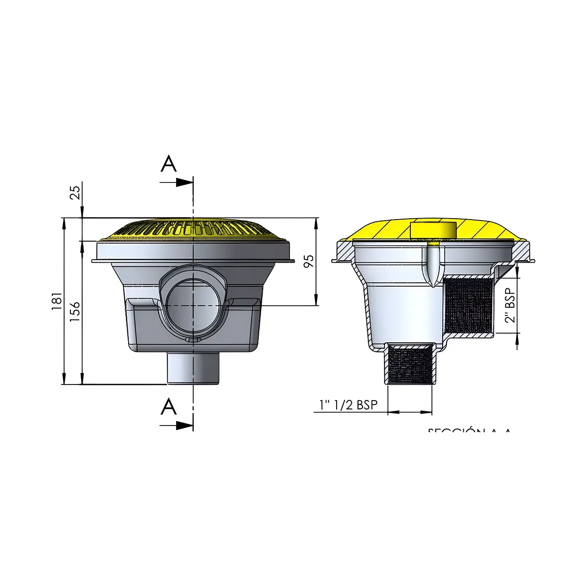 Astral Στρογγυλό Φρεάτιο Πυθμένα Διαστάσεις