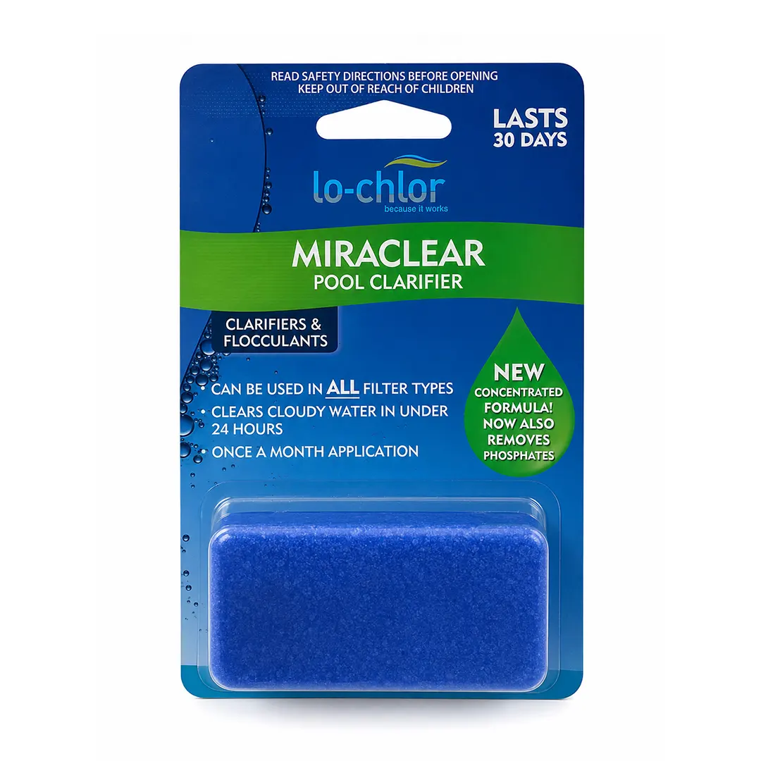Lo-Chlor Miraclear Pool Clarifier με μπλε clarifier cube για φίλτρα πισίνας όλων των τύπων