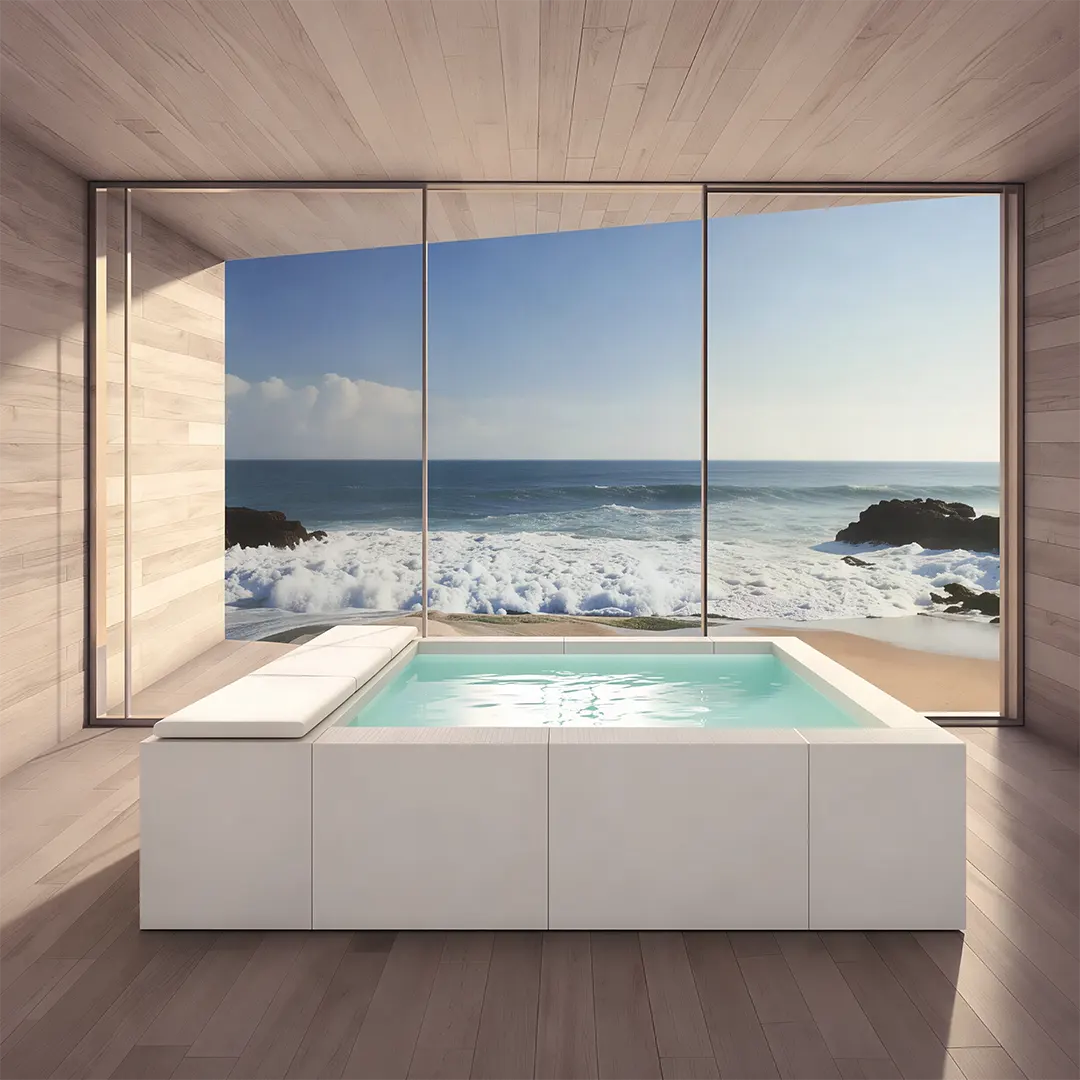 Πολυτελής εσωτερική μικροπισίνα Playa με πανοραμική θέα στη θάλασσα