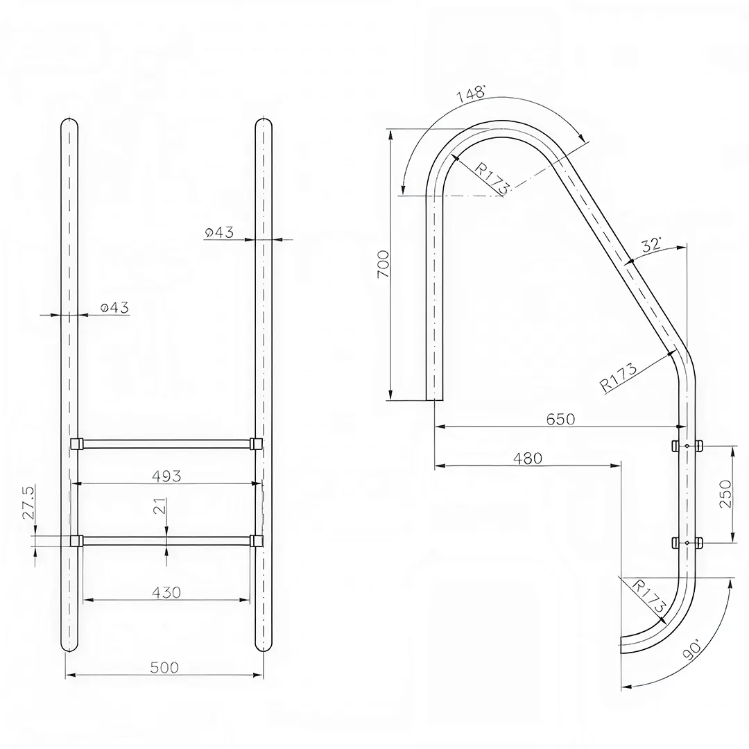 Σχεδιάγραμμα Σκάλας Standard Aqua Line 304