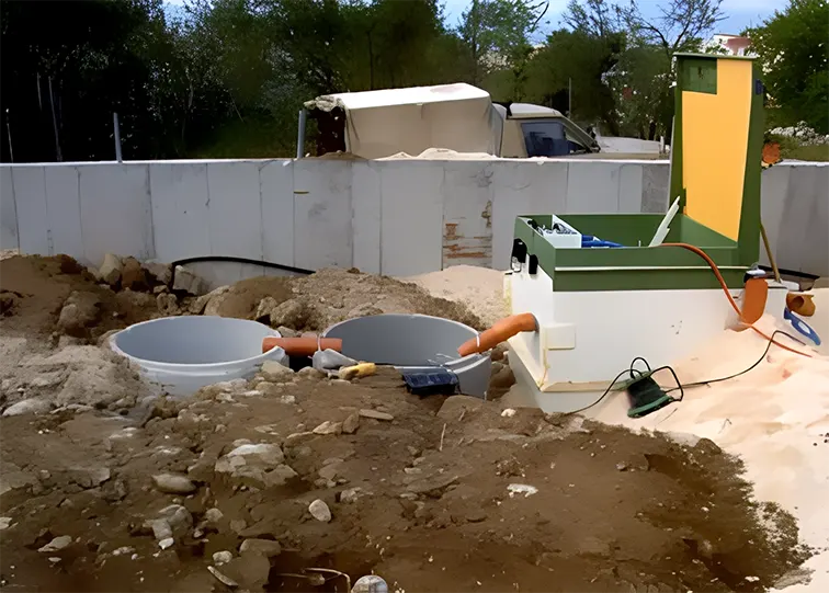 Εξωτερική εγκατάσταση βιολογικού συστήματος λυμάτων από την Κουρτέσης Water Spa Center